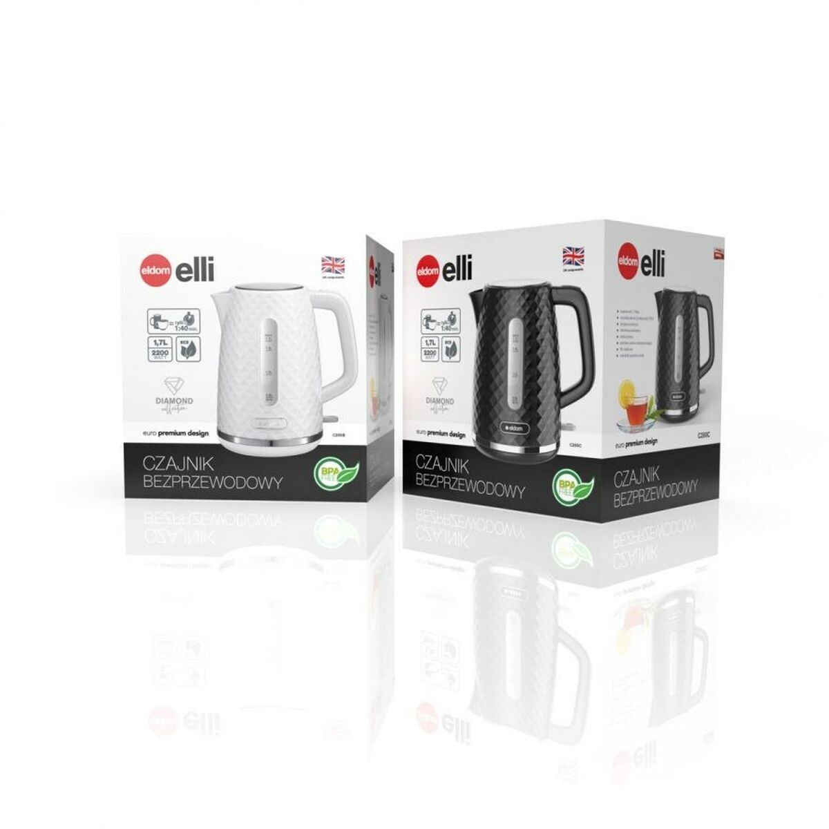 Eldom C280C Қара шәйнек 2200 W 1,7 L-3