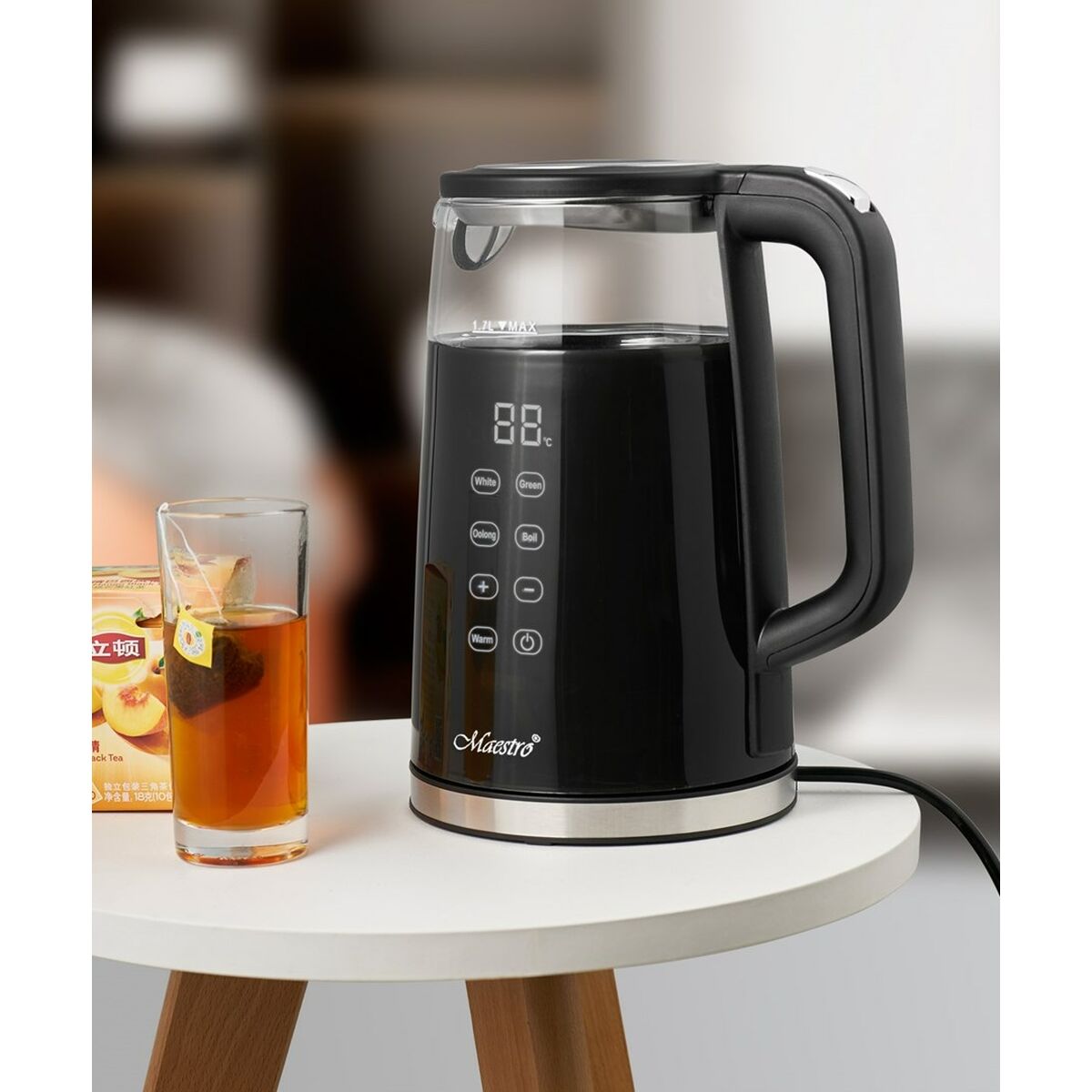 Шәйнек Feel Maestro MR-049 Қара мөлдір шыны боросиликат шыны 2200 W 1,7 L-4