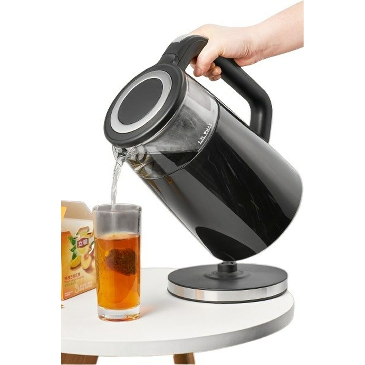 Шәйнек Feel Maestro MR-049 Қара мөлдір шыны боросиликат шыны 2200 W 1,7 L-6