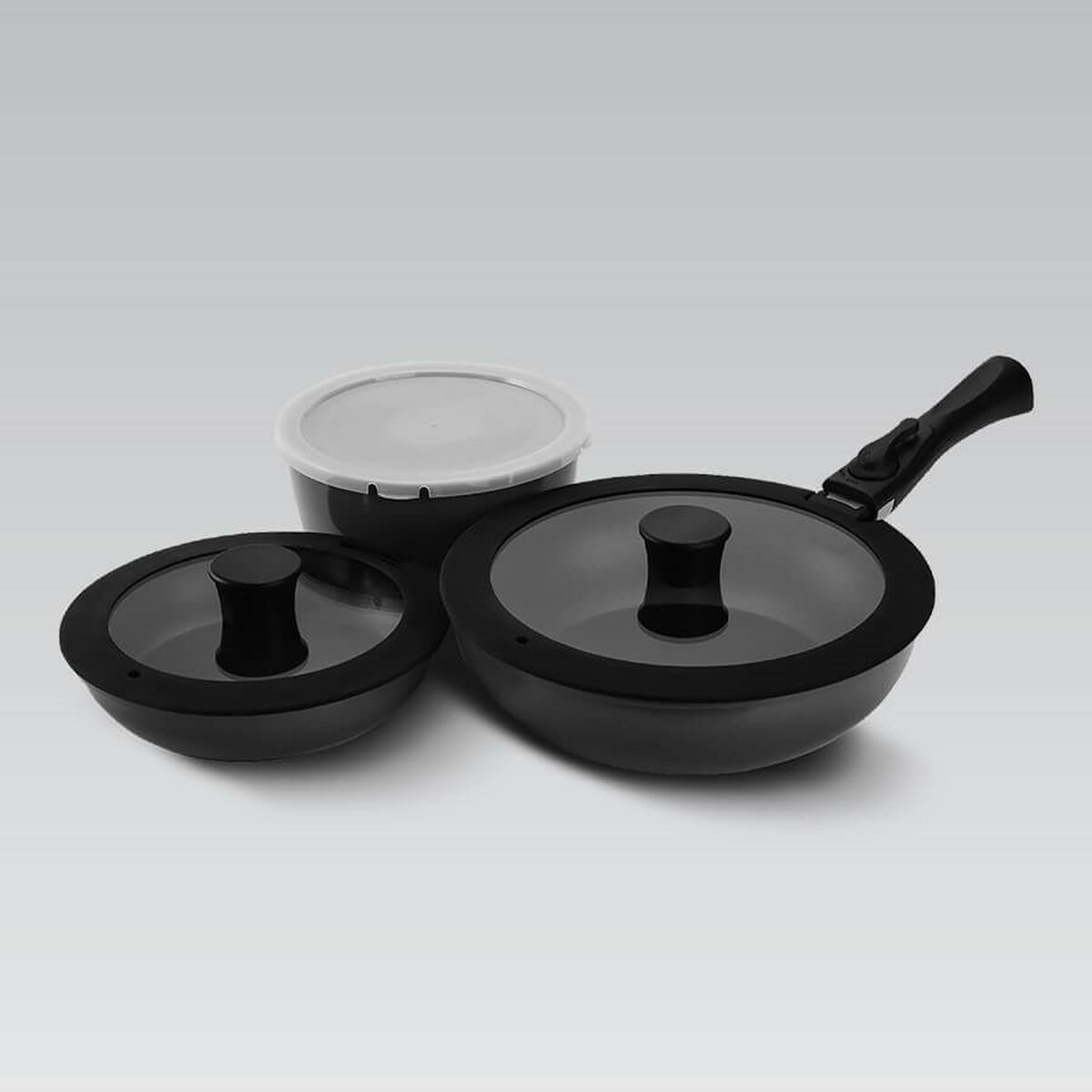Set of saucepans Feel Maestro MR-4800-7 Black Silicone Aluminum Ø 18 cm Ø 26 cm-2