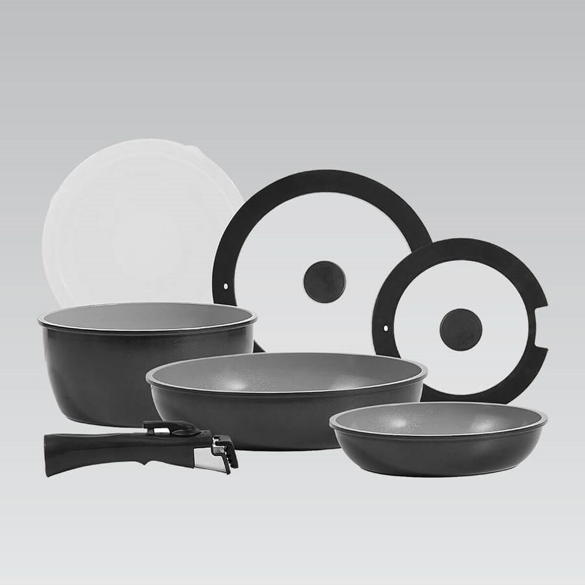 Set of saucepans Feel Maestro MR-4800-7 Black Silicone Aluminum Ø 18 cm Ø 26 cm-3