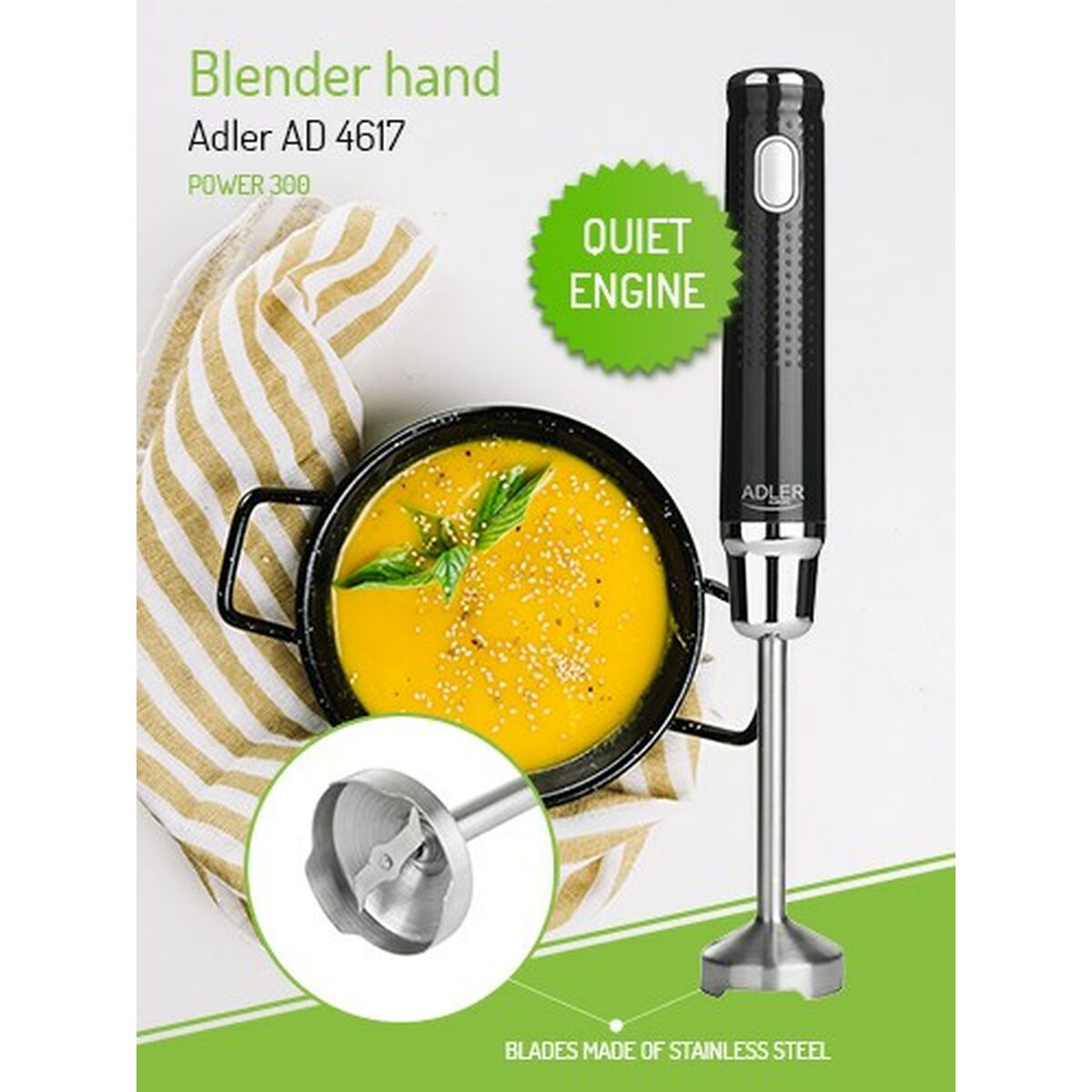 Қолмен араластырғыш Adler AD 4617 Қара түсті күміс 350 W-5