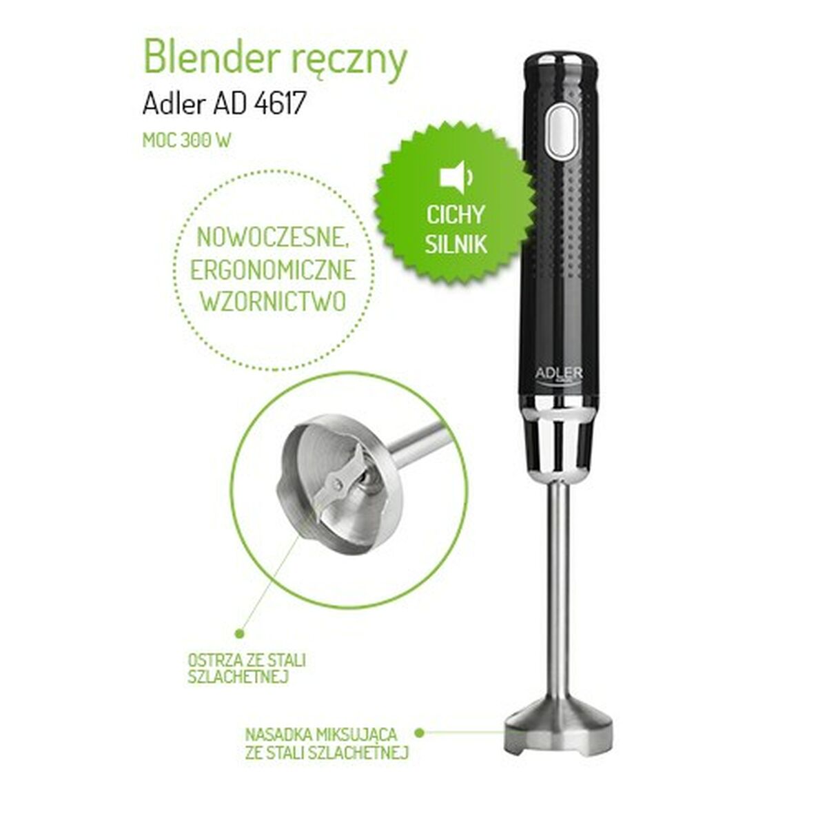 Қолмен араластырғыш Adler AD 4617 Қара түсті күміс 350 W-6