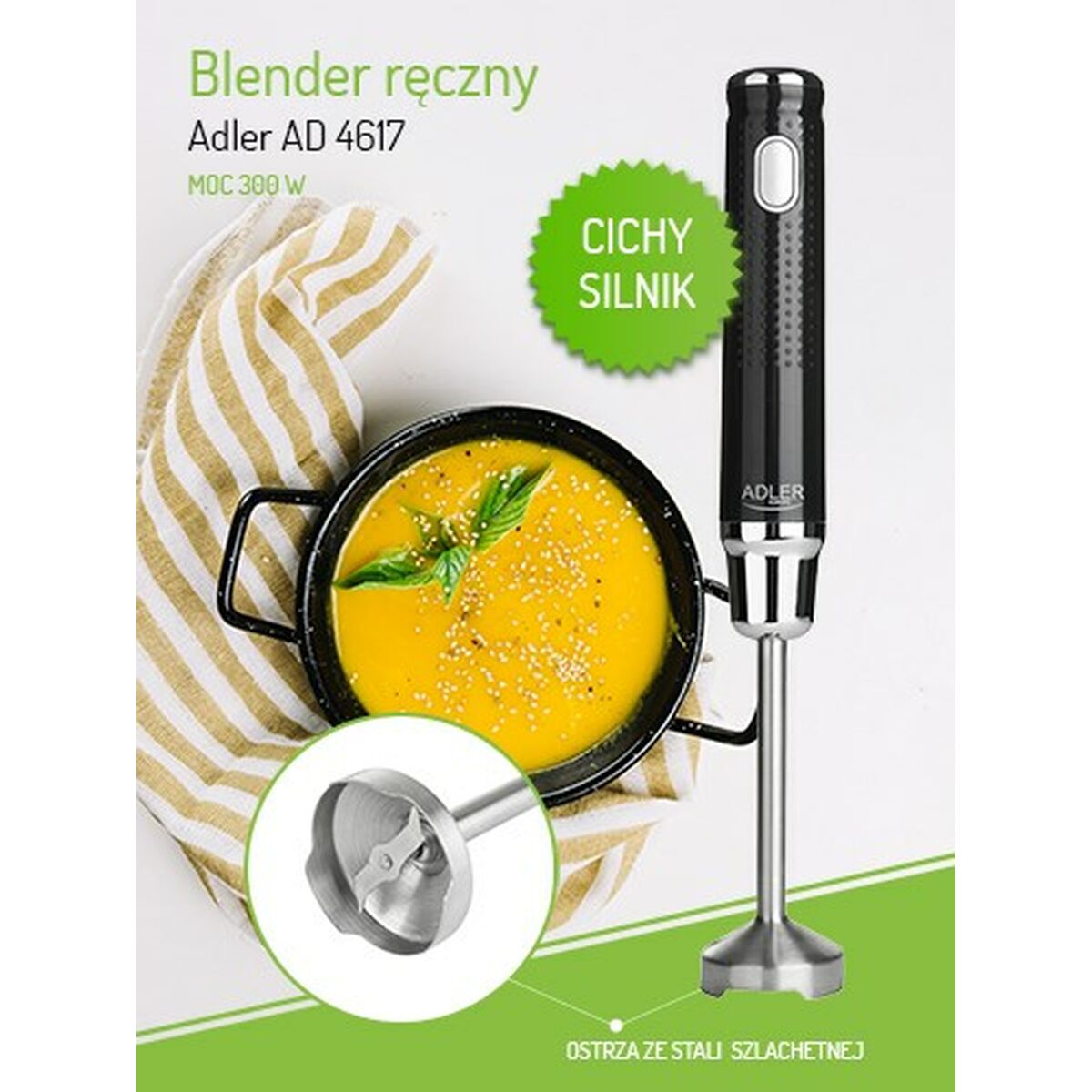 Қолмен араластырғыш Adler AD 4617 Қара түсті күміс 350 W-8