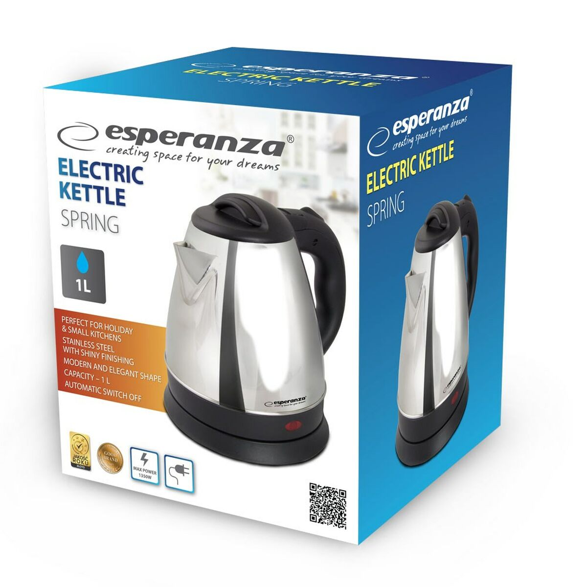 Esperanza шәйнегі EKK116X Тот баспайтын болат Пластикалық 1350 W 1 L-2