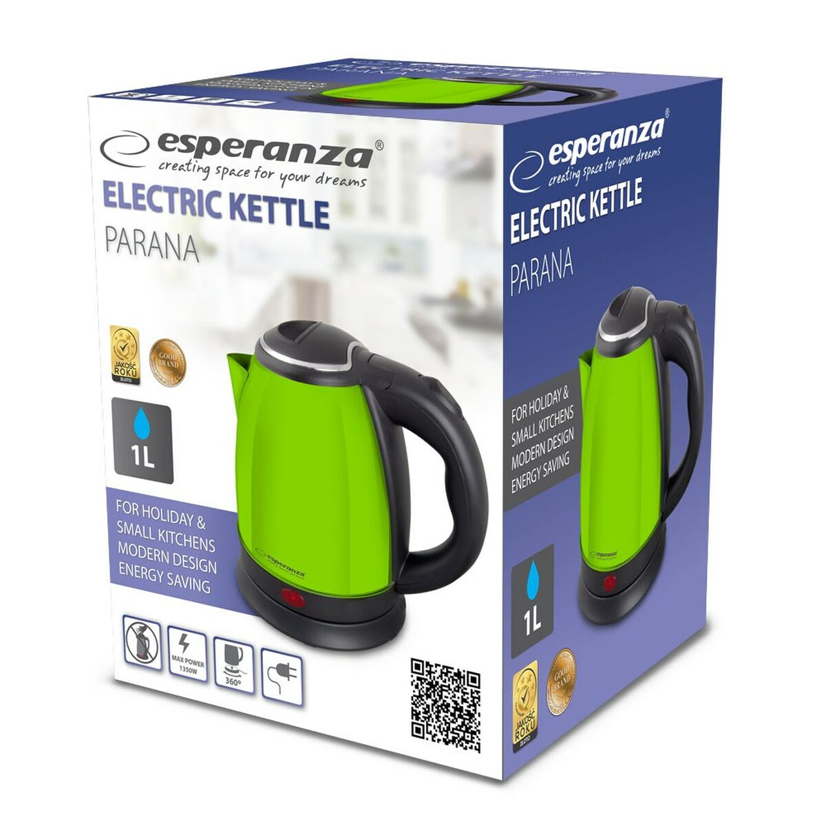 Esperanza EKK128G Қара Жасыл Тот баспайтын болат Пластикалық 1350 W 1 L-2