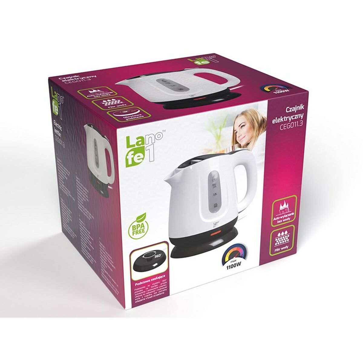 Lafe шәйнегі CEG011. 1 Ақ Қара 1100 W 1 L-4
