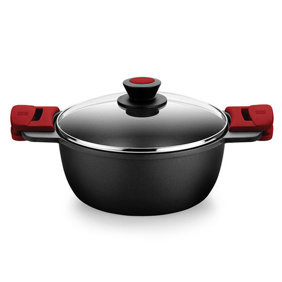 Pot with glass lid BRA A410328 Black Red-2
