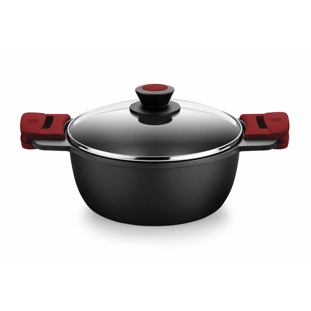 Pot with glass lid BRA A410328 Black Red-3
