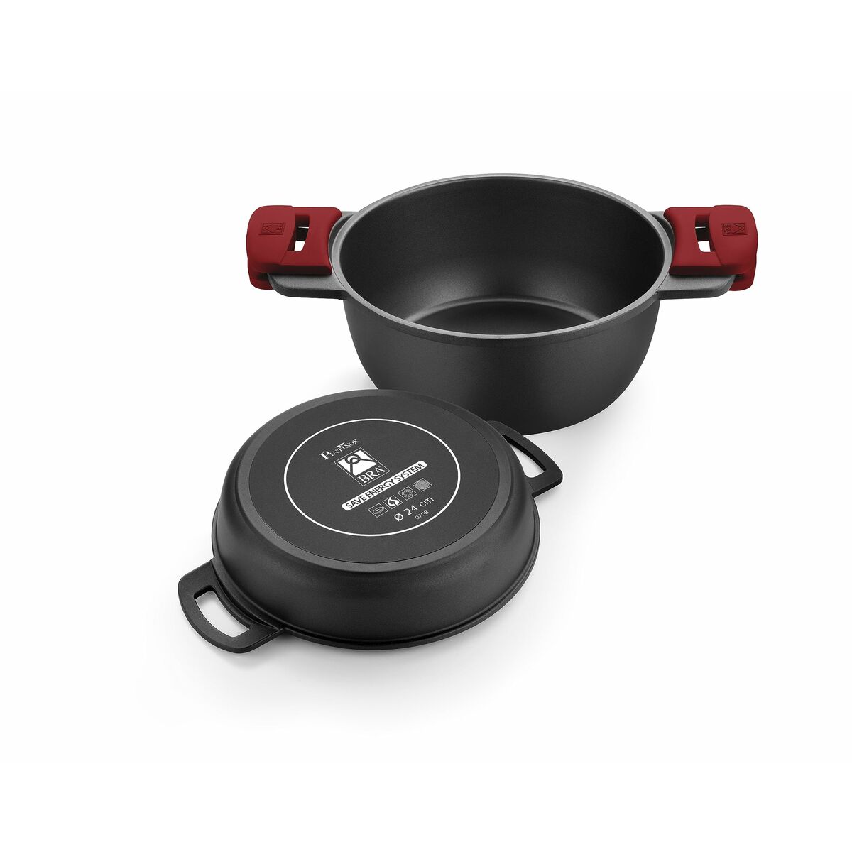 Pot with glass lid BRA A410328 Black Red-7