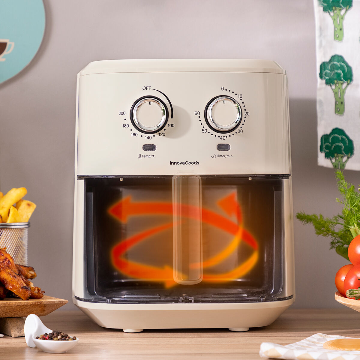 Аэрофритюрница InnovaGoods Vynner Pro 5500 Кремовый 1700 W 5,5 L Нержавеющая сталь-2