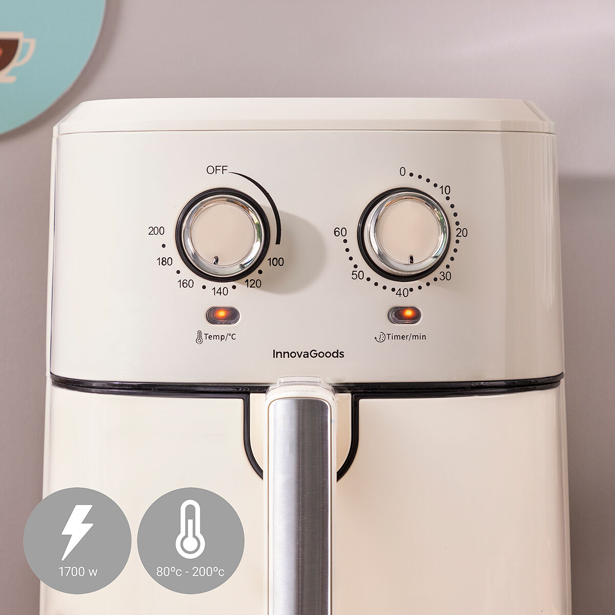 Аэрофритюрница InnovaGoods Vynner Pro 5500 Кремовый 1700 W 5,5 L Нержавеющая сталь-5