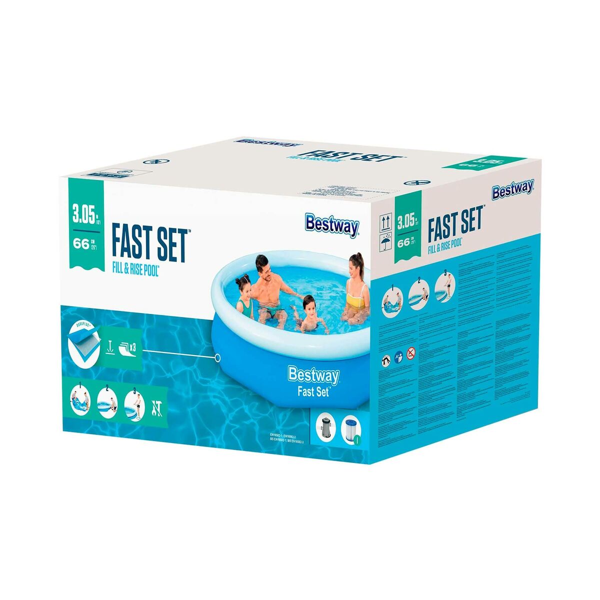 Надувной бассейн Bestway Синий 3200 L 305 x 66 cm-7