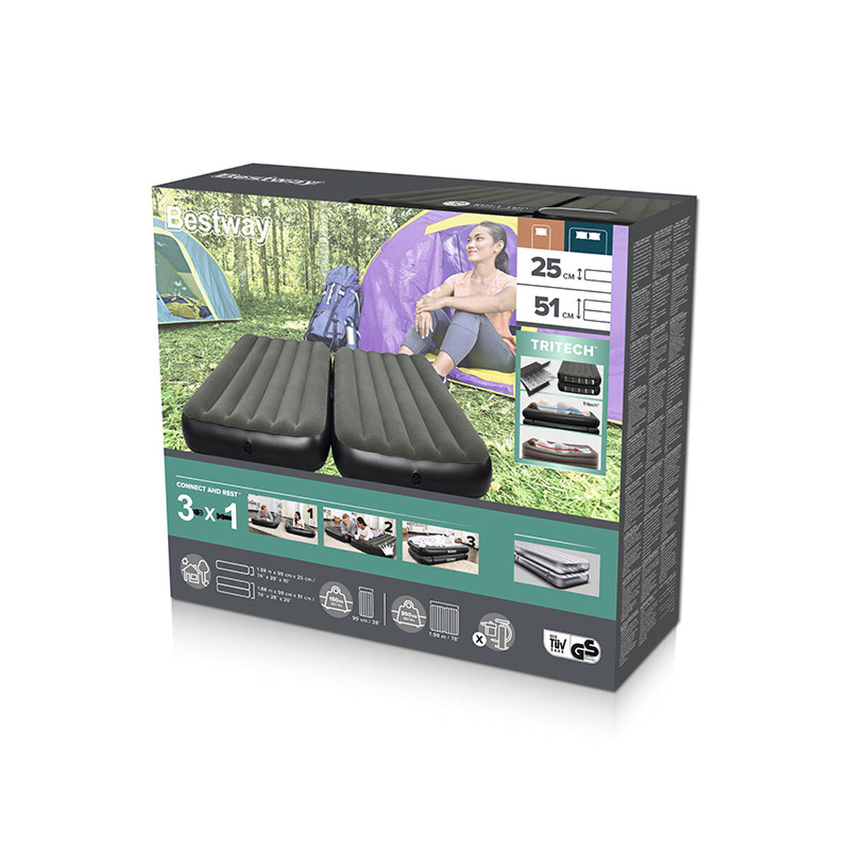 Надувной матрас Bestway 188 x 99 x 25 cm-3