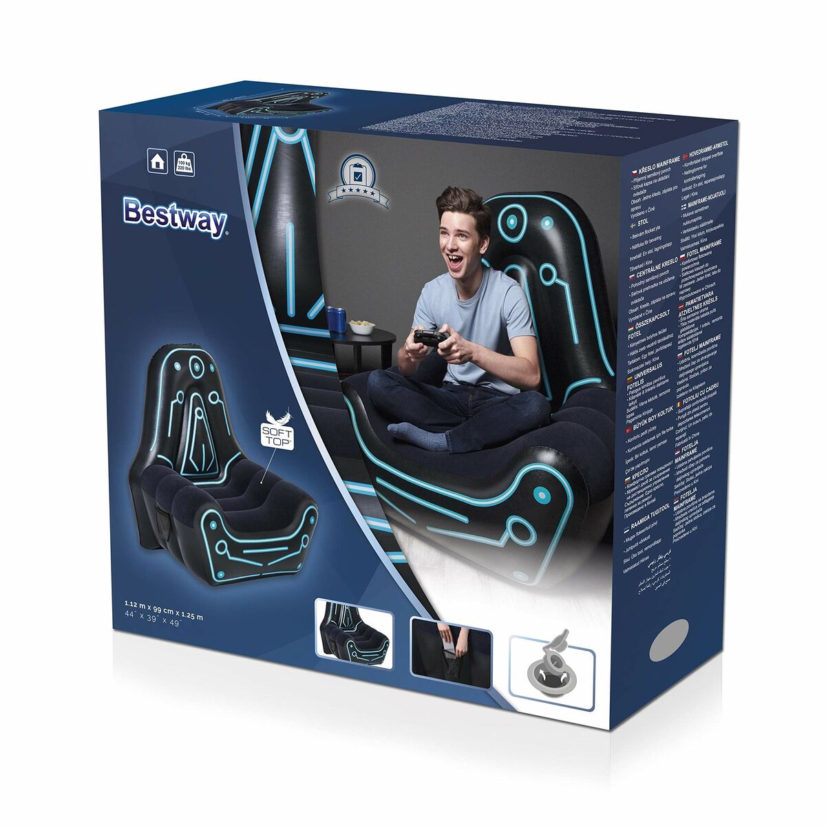 Надувное кресло Bestway Gamer Чёрный 112 x 99 x 125 cm-8