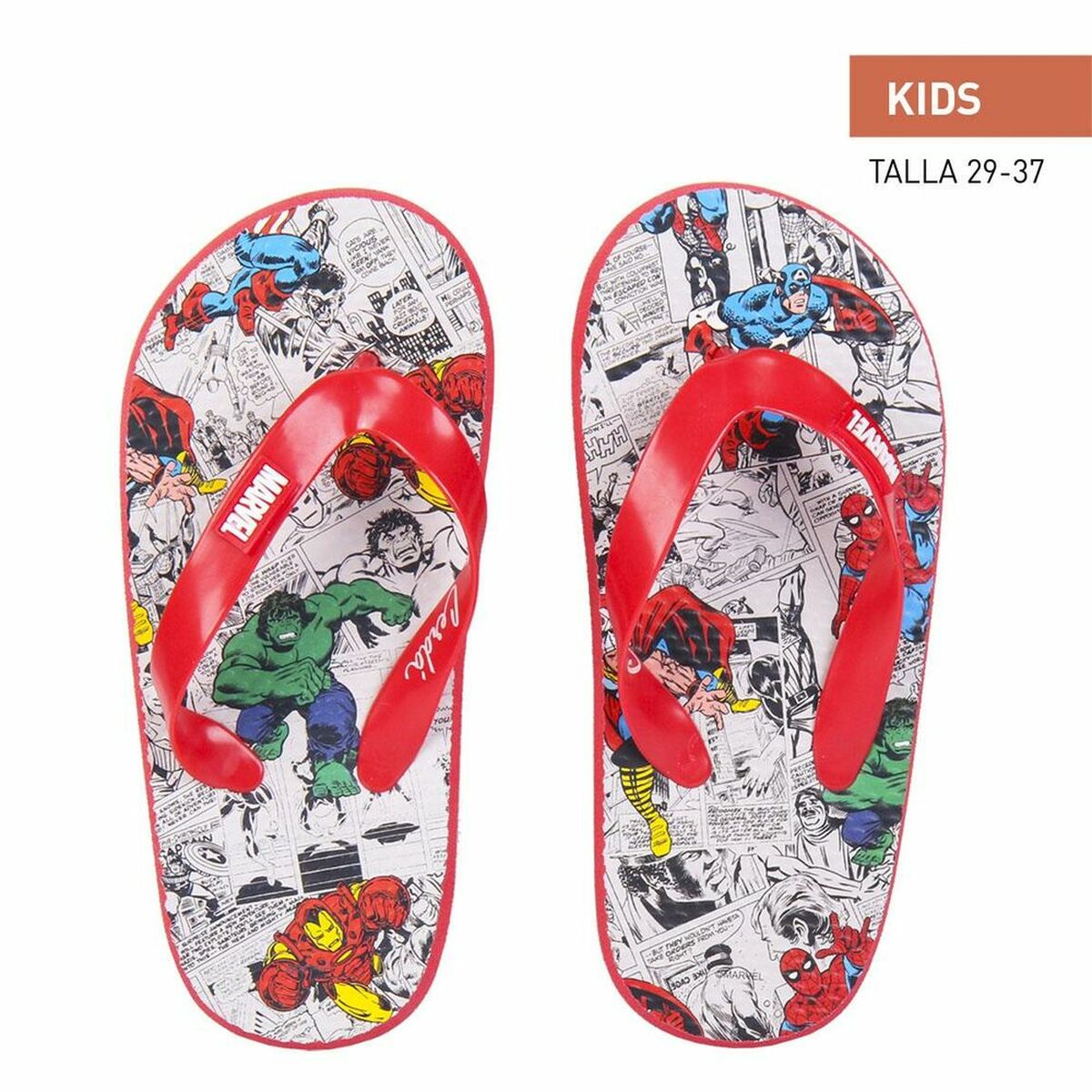 Flip-flops for children Marvel Grey Red