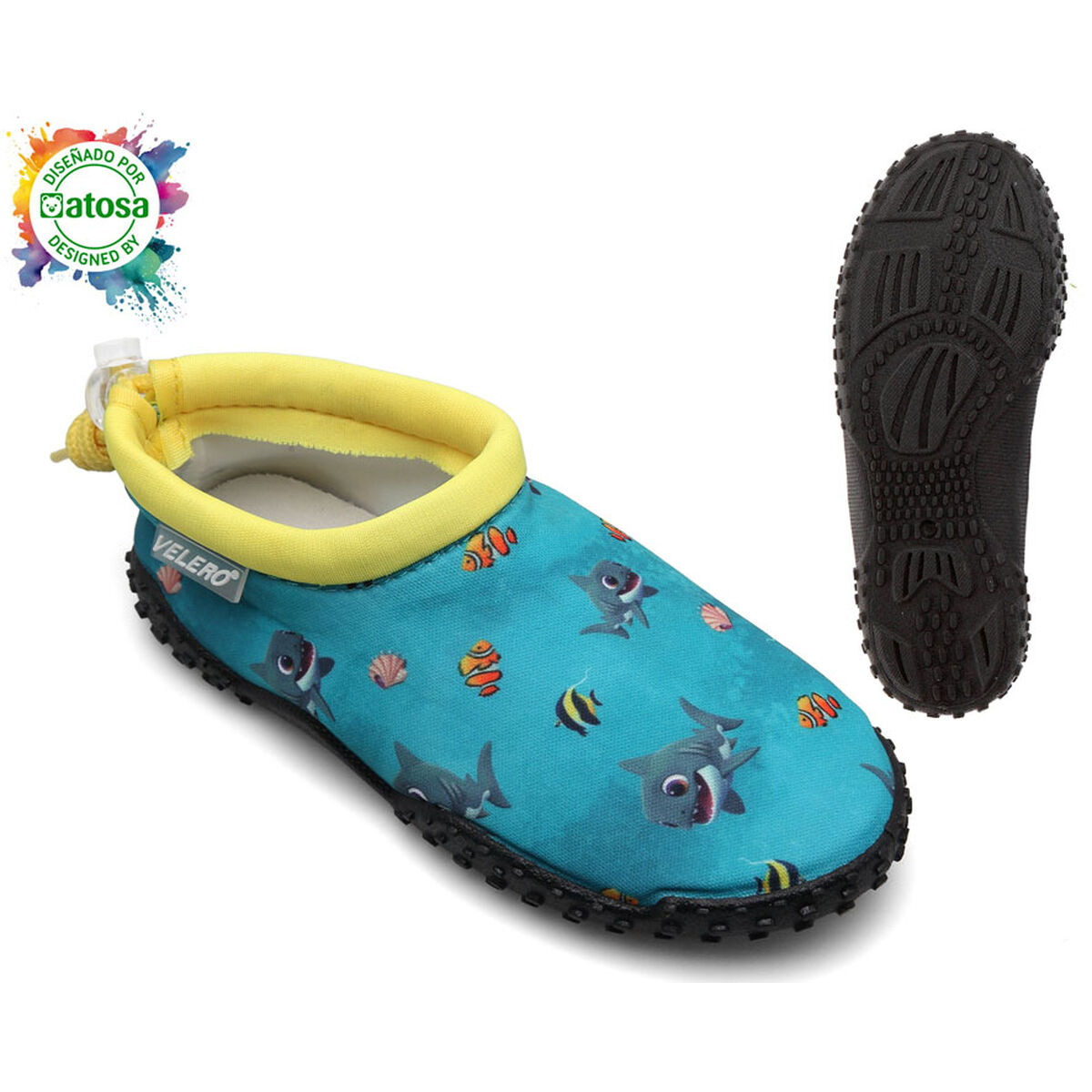 Zapatos para niños en suela plana Tiburón azul