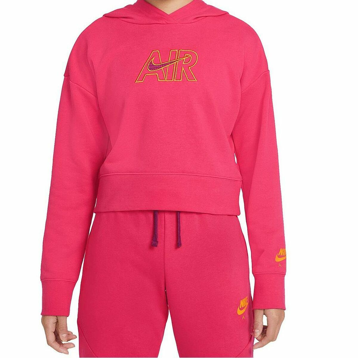 Толстовка с капюшоном для девочек  CROP HOODIE  Nike DM8372 666  Розовый-4