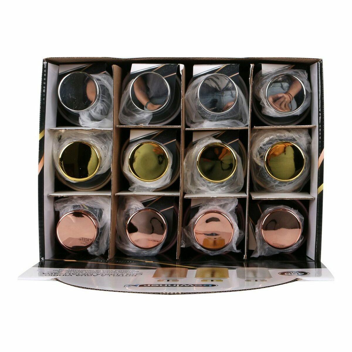 Water Bottle Bewinner Glass Metal 400 ml 6.9 x 6.9 x 19 cm (12 pieces)-3