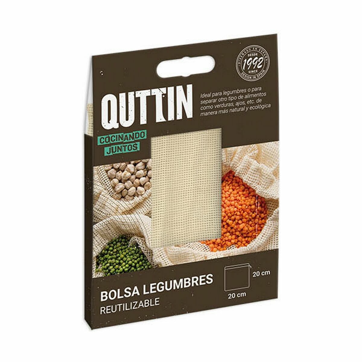 Многоразовая сумка для еды Quttin Бобовые 20 x 20 cm (48 штук)-2