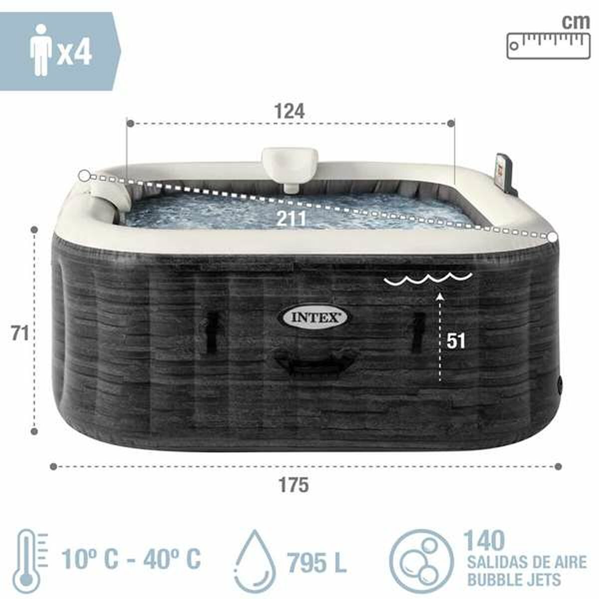 Надувной Спа Colorbaby Purespa Burbujas Greystone Deluxe 795 L-2