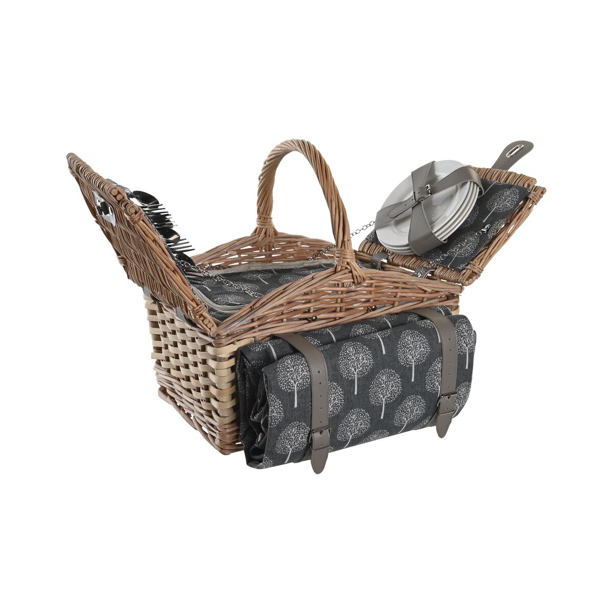 Корзина DKD Home Decor Пикник Натуральный Серый Деревянный плетеный (40 x 28 x 19 cm)-2
