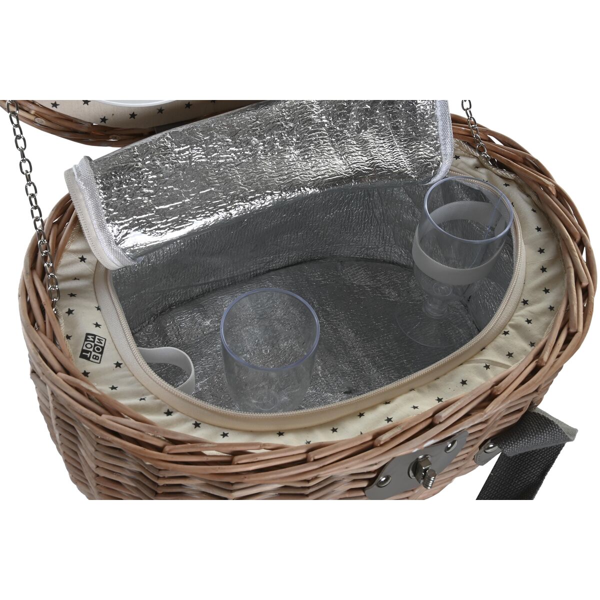 Корзина DKD Home Decor Пикник Натуральный Белый плетеный (39 x 28 x 22 cm)-2