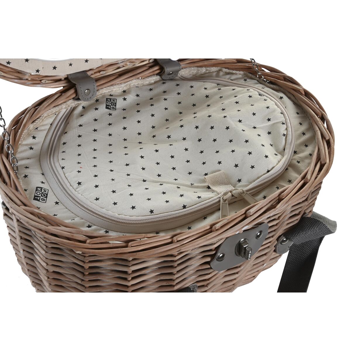 Корзина DKD Home Decor Пикник Натуральный Белый плетеный (39 x 28 x 22 cm)-3