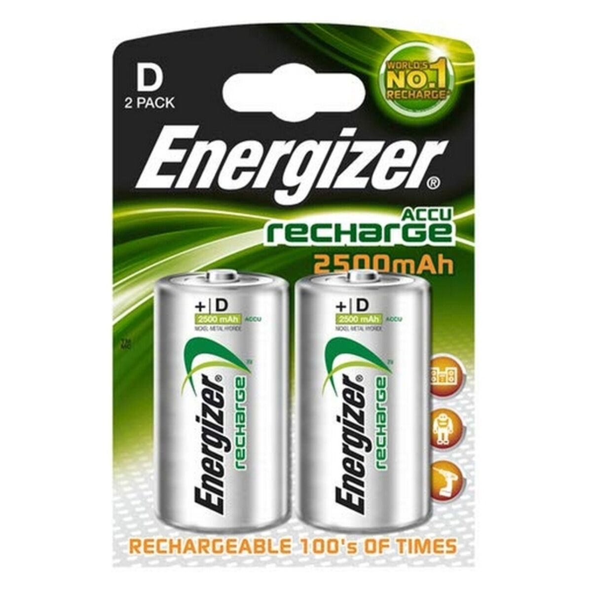 Аккумуляторные батарейки Energizer ENGRCD2500 1,2 V HR20 D2-4