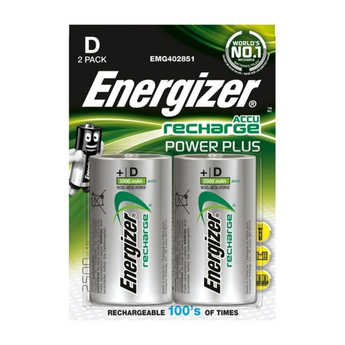 Аккумуляторные батарейки Energizer ENGRCD2500 1,2 V HR20 D2-5