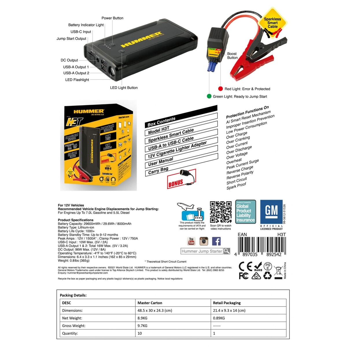 Стартер Hummer HUMMH3T 8000 Ah 12 V-5