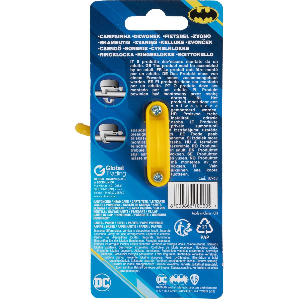 Зуммер для детского велосипеда Batman CZ10963 Чёрный/Жёлтый-4