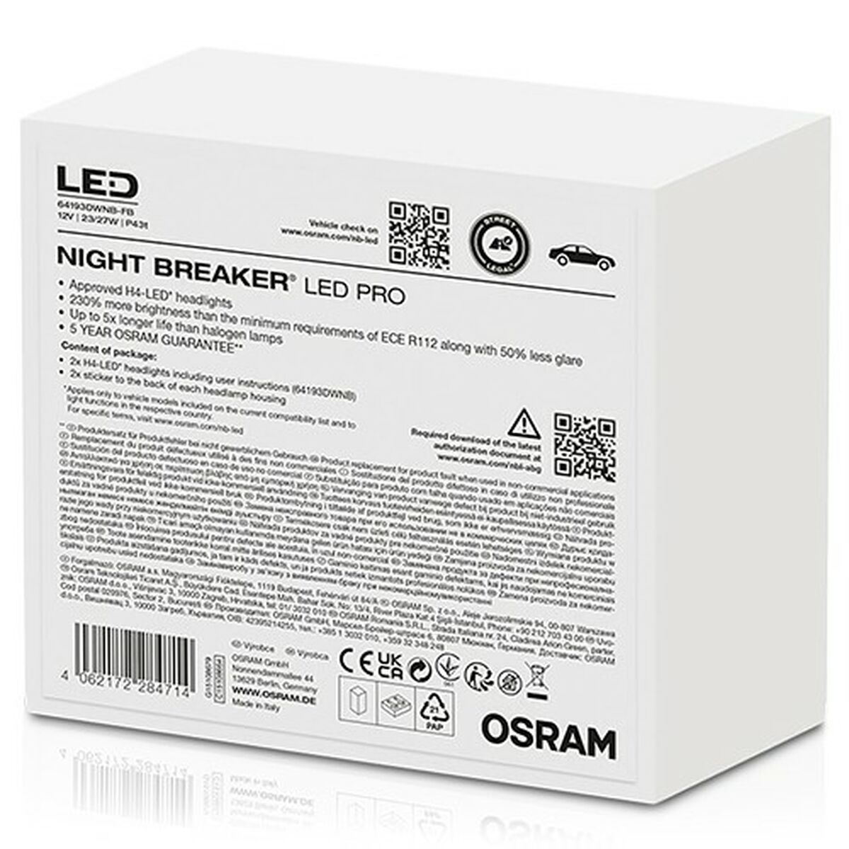 Автомобильная лампа Osram Nightbreaker H4 12 V LED-2