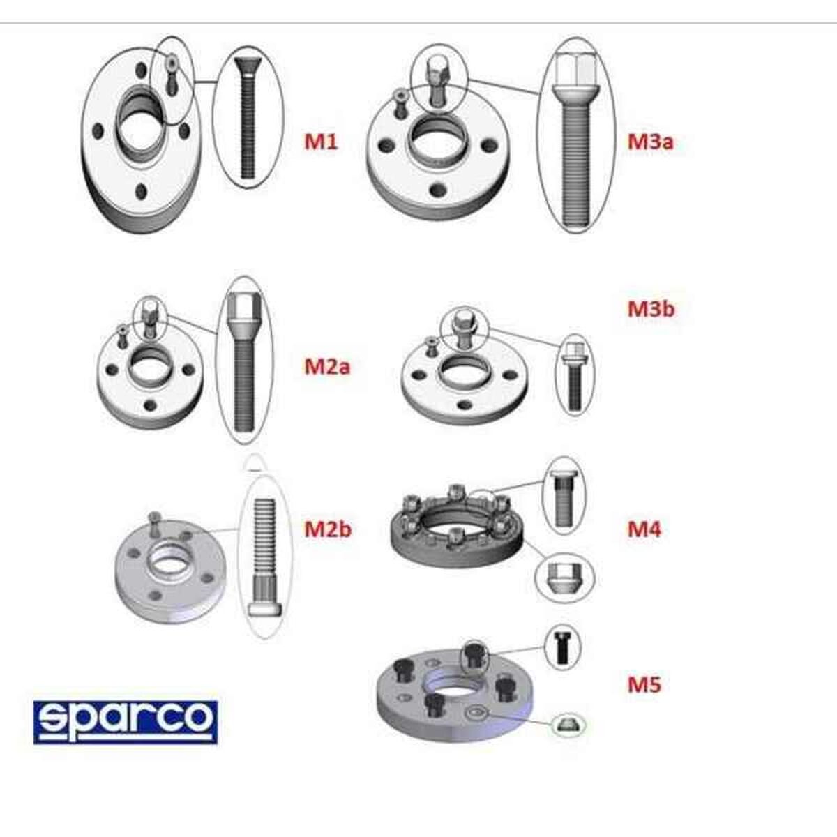 Sparco separators 051STB64 5x112 57.0 M14 x 1.50 16 mm M2A-2