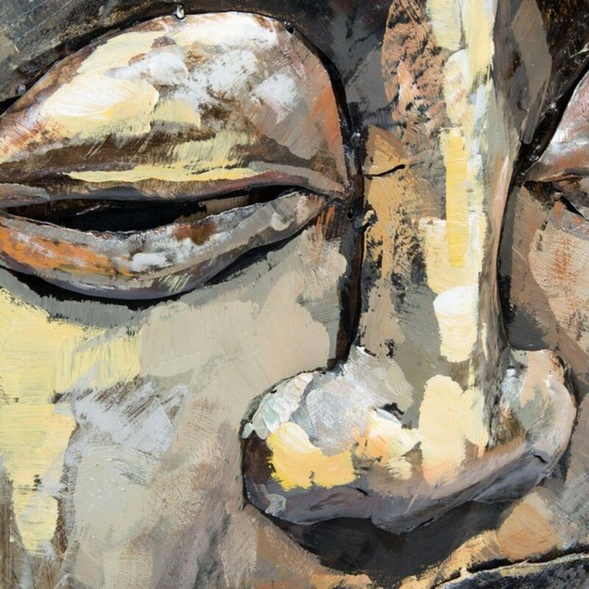 Картина DKD Home Decor Buda Деревянный Металл Восточный Будда (80 x 80 x 7 cm)-3