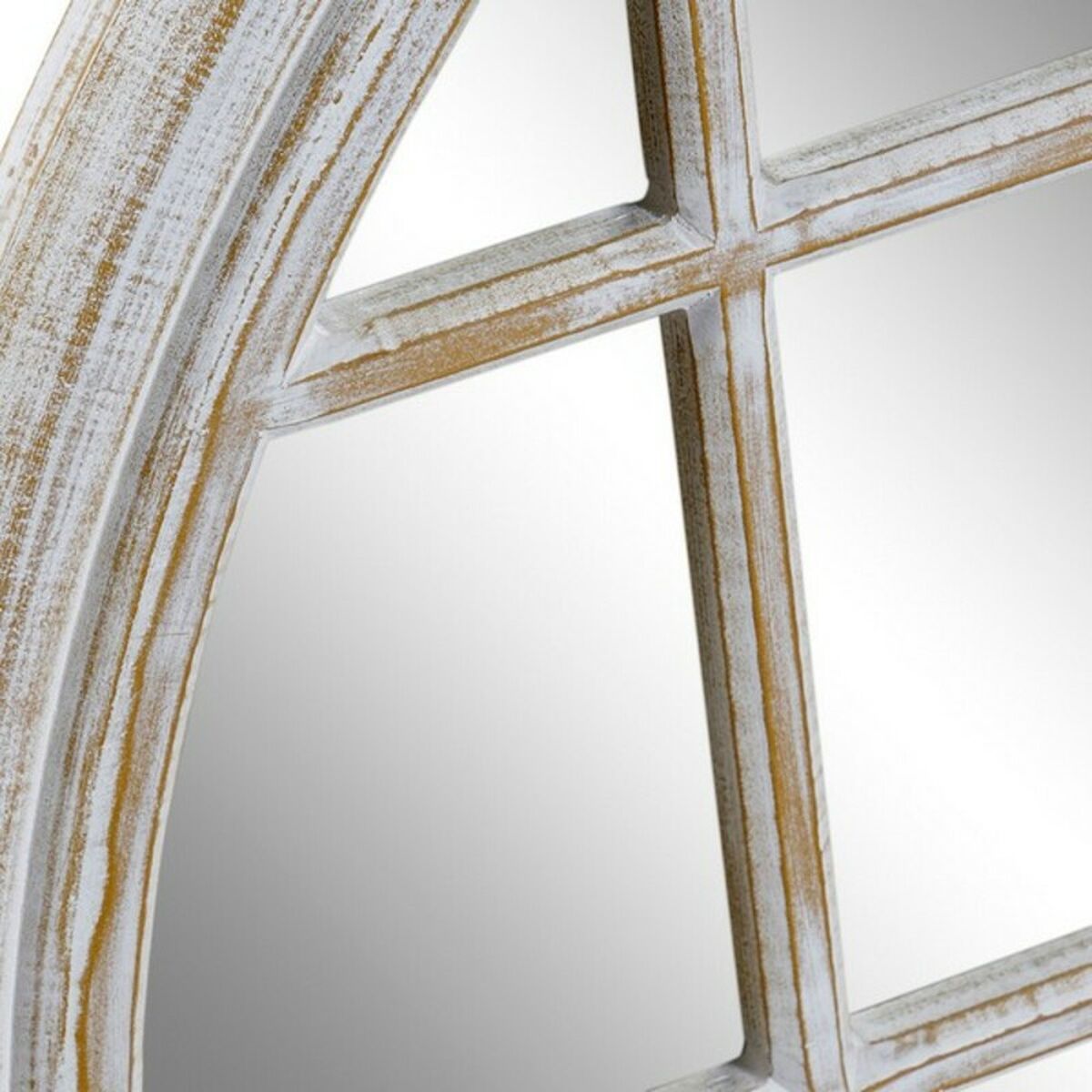 Настенное зеркало DKD Home Decor Стеклянный Белый Железо Деревянный MDF Маринованный (90 x 2 x 90 cm)-3