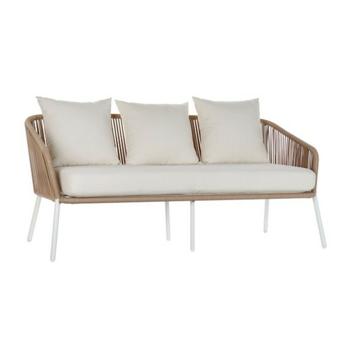 Set of sofa and table DKD Home Decor MB-179038 garden Beige Metal Aluminum Rope 151.5 x 72 x 70 cm (4 pcs)-2