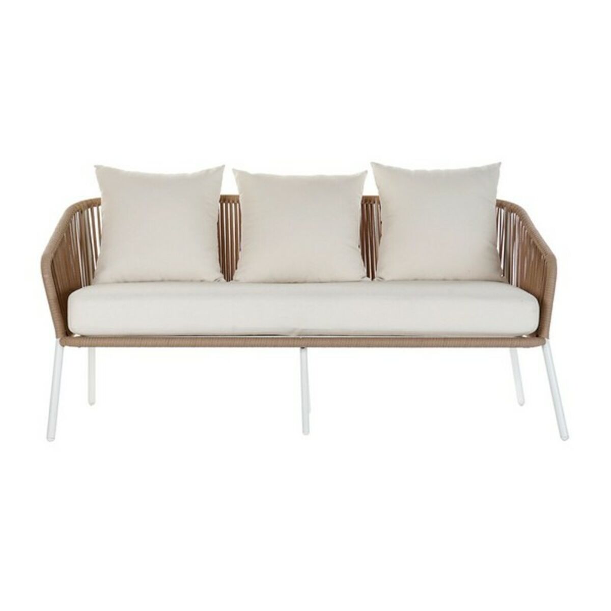 Set of sofa and table DKD Home Decor MB-179038 garden Beige Metal Aluminum Rope 151.5 x 72 x 70 cm (4 pcs)-6