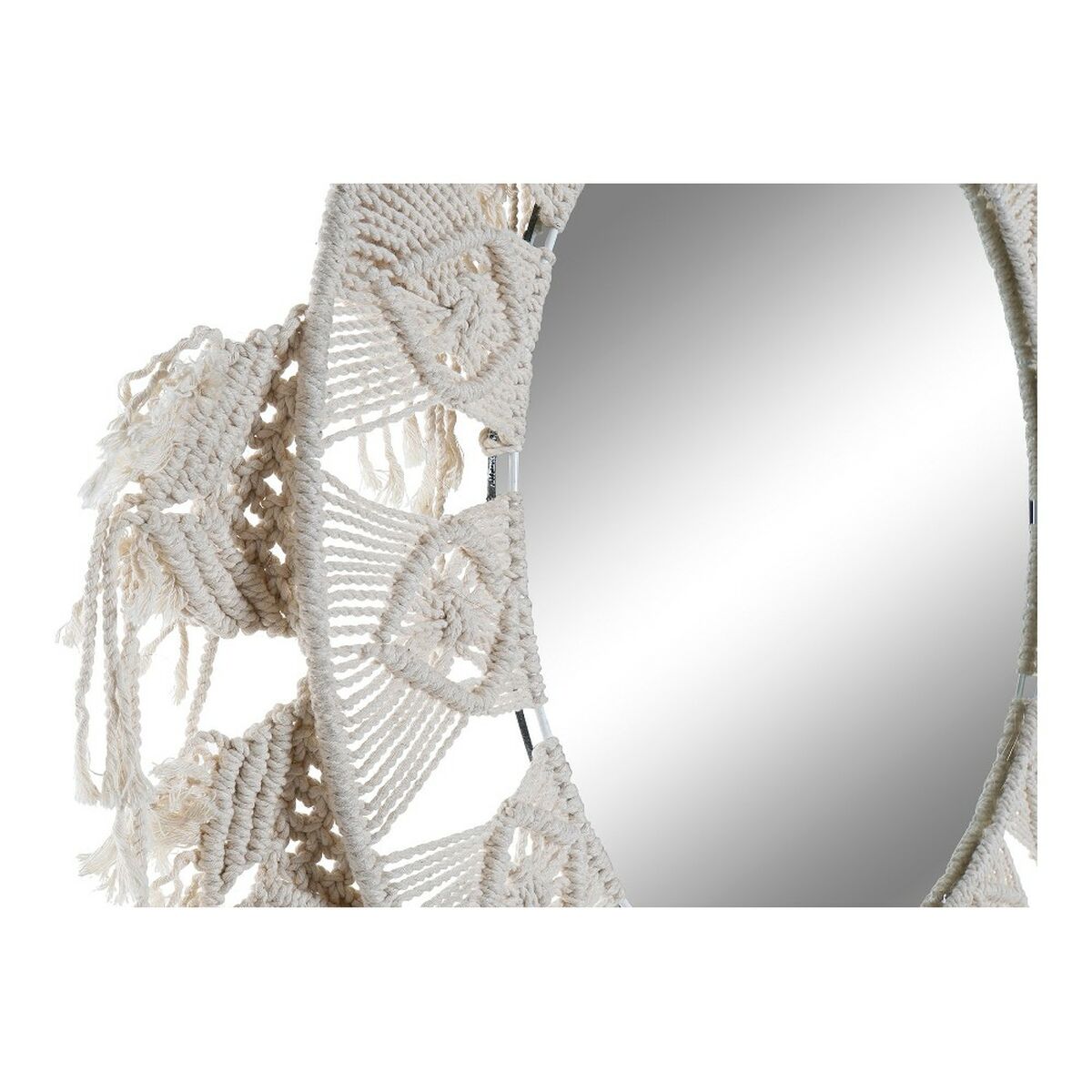 Настенное зеркало DKD Home Decor ES-171097 75 x 2 x 75 cm Деревянный Белый макраме Boho-4