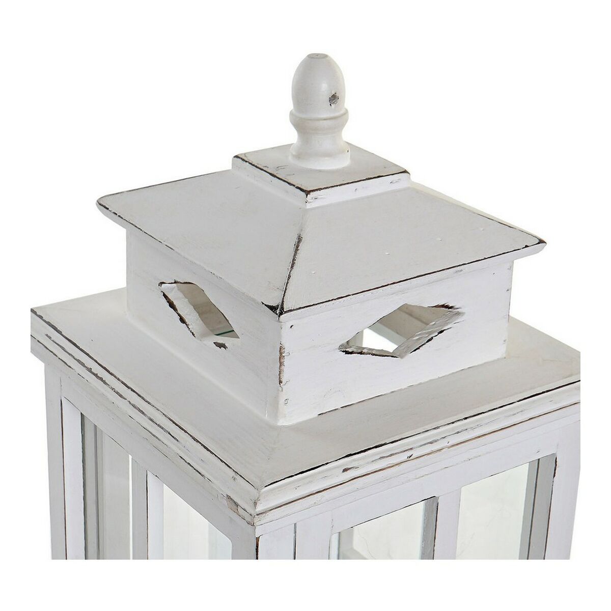 Фонарь DKD Home Decor Белый Стеклянный Сосна (22.5 x 22.5 x 47 cm)-3