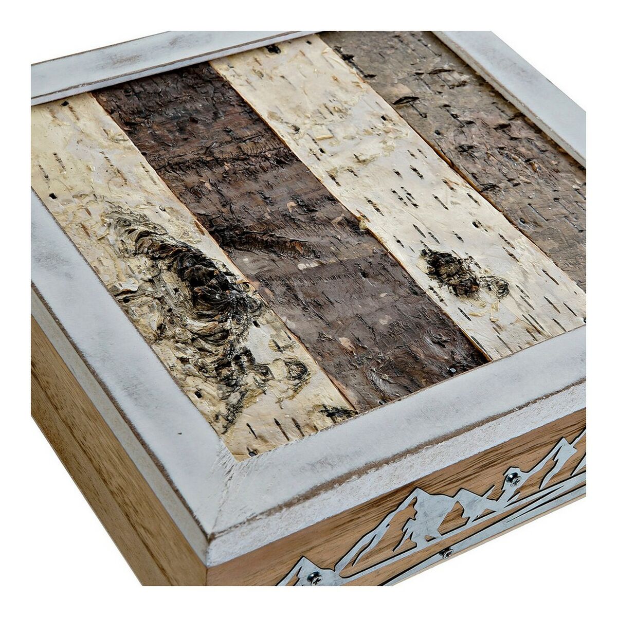 Набір декоративних скриньок DKD Home Decor 8424001775835 Метал Дерев'яний Коричневий Білий 24 x 24 x 7,5 cm Дерев'яний MDF (2 шт-4