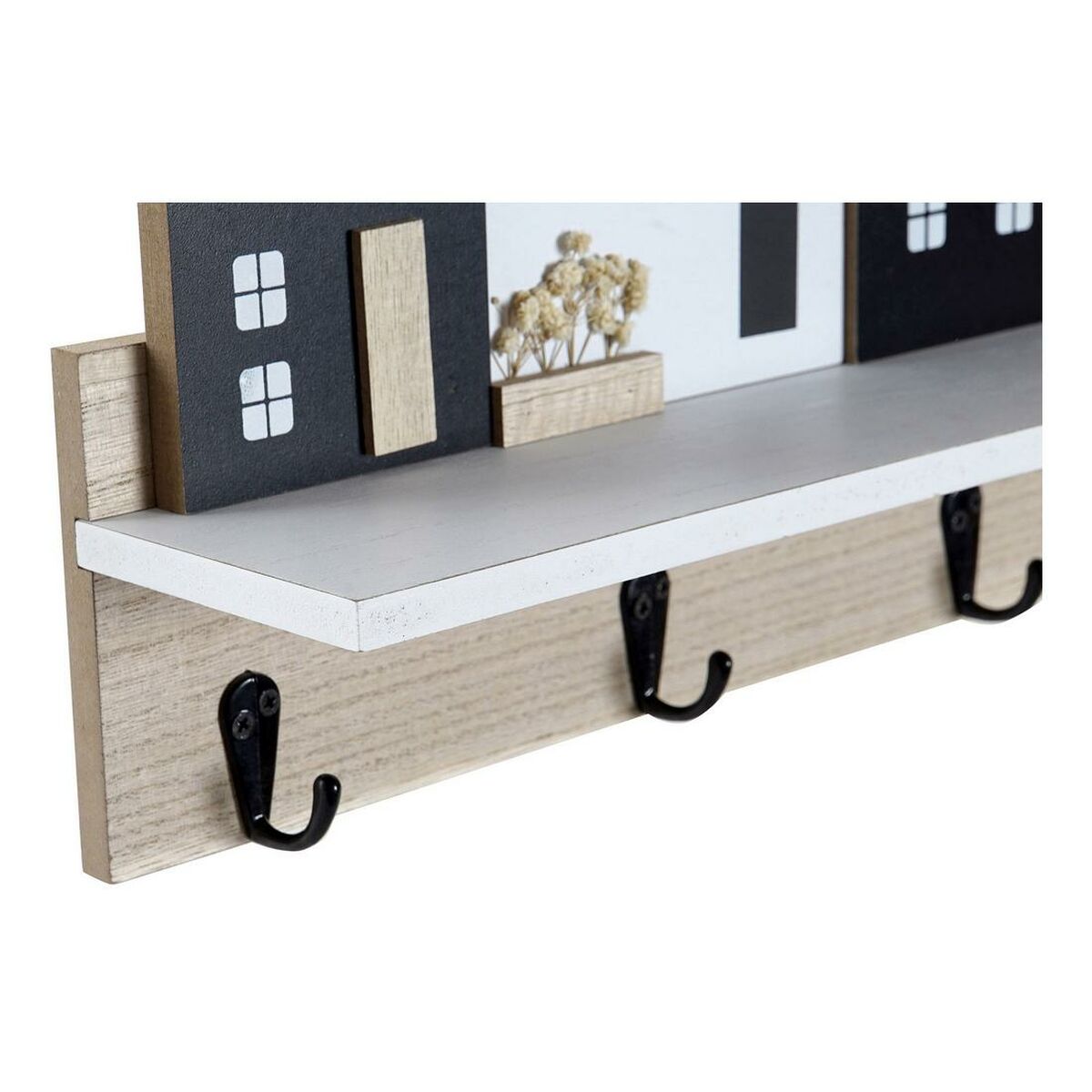 Regimento DKD Home Decor Penduricalho 39 x 9 x 27 cm Preto Branco Branco de madeira MDF-3