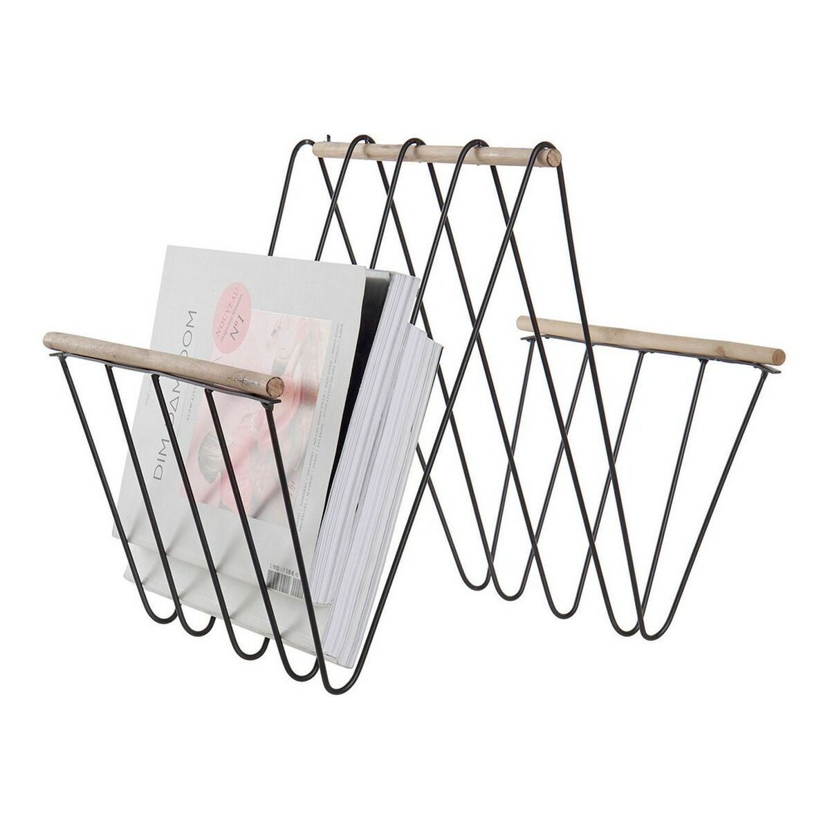 Полка для журналов DKD Home Decor 8424001814008 41 x 31 x 36 cm Чёрный Железо Деревянный MDF-2