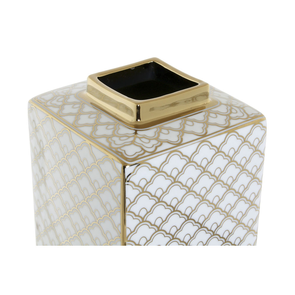 Jug DKD Home Decor 14.5 x 14.5 x 30 cm Porcelain Gilded White-2