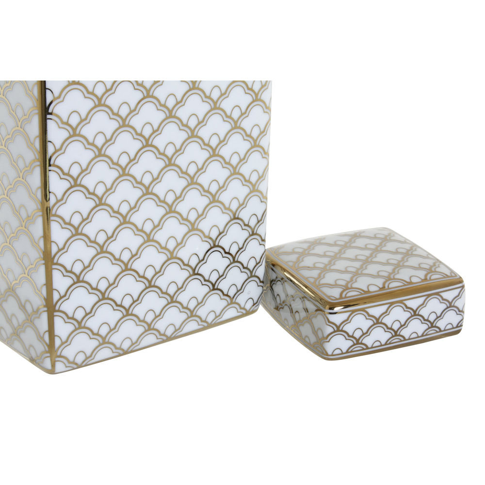 Jug DKD Home Decor 14.5 x 14.5 x 30 cm Porcelain Gilded White-3