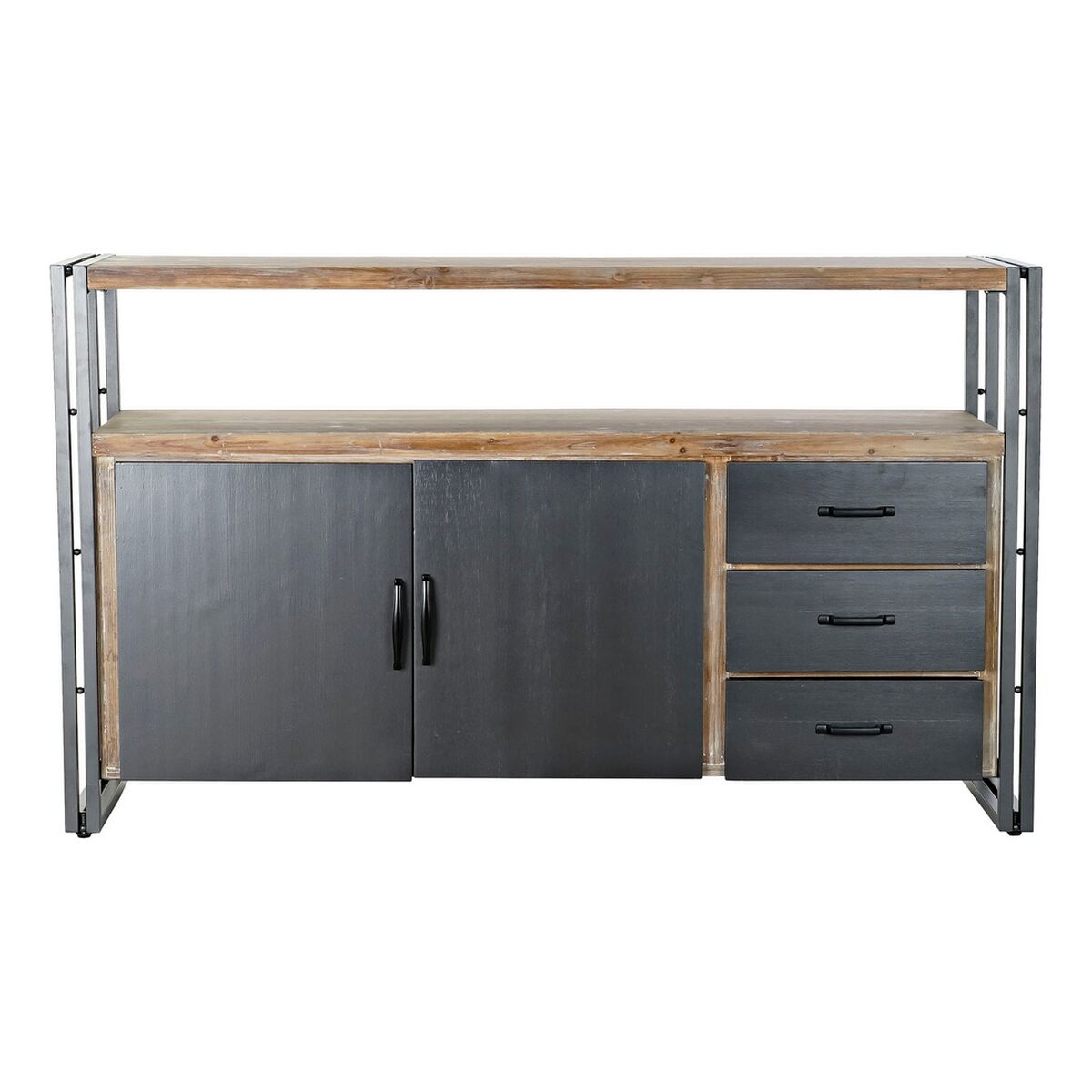 TV cabinet DKD Home Decor Black Metal Spruce (145 x 40 x 86 cm)-2