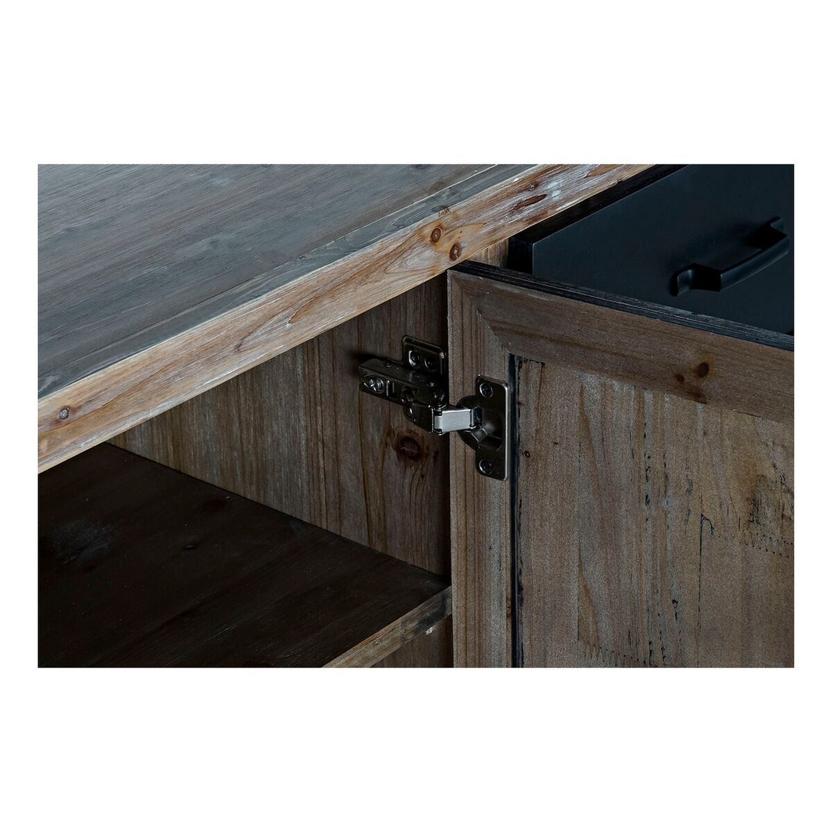 TV cabinet DKD Home Decor Black Metal Spruce (145 x 40 x 86 cm)-3