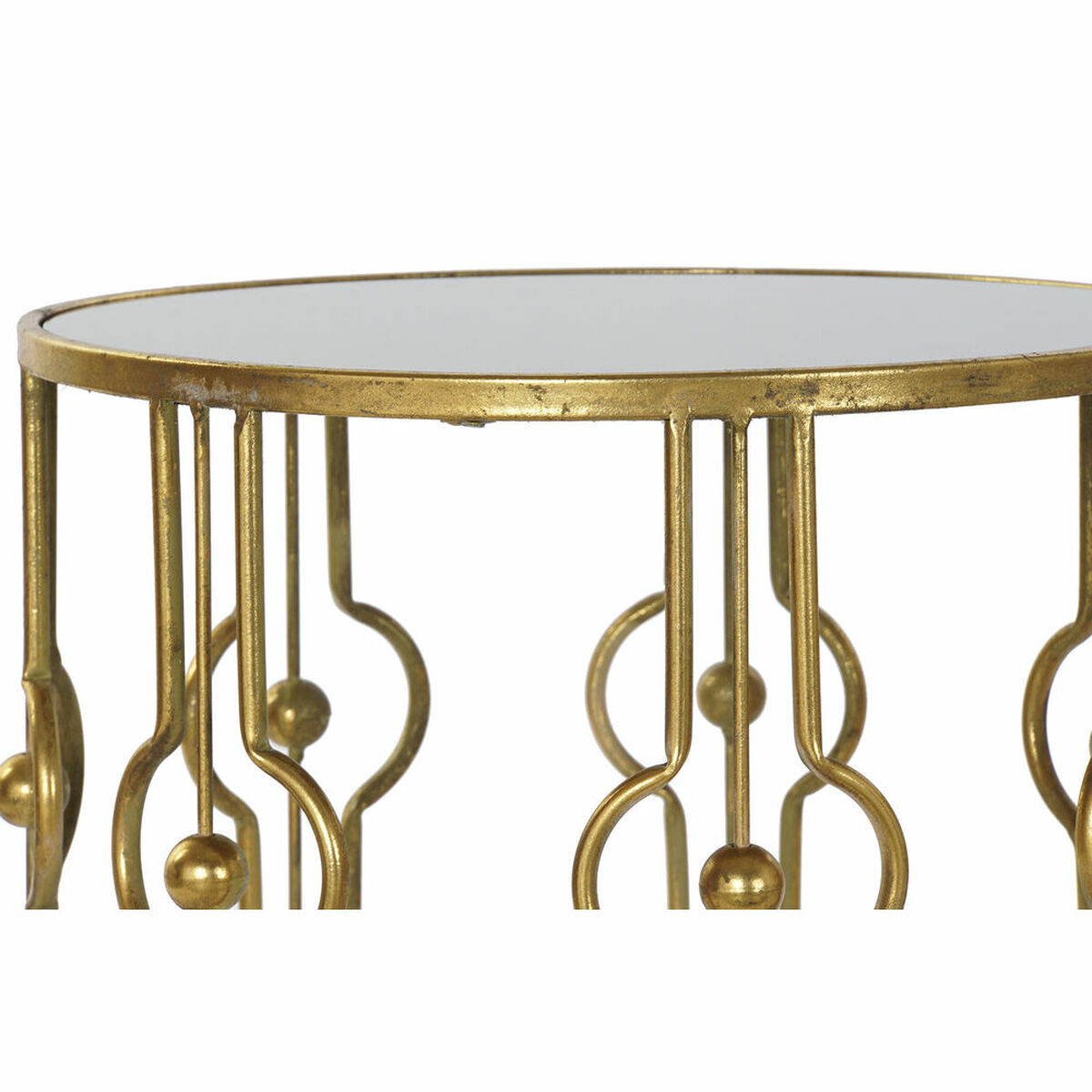 Вспомогательный стол DKD Home Decor Зеркало Чёрный Металл Светло-медный (39 x 39 x 55 cm) (2 pcs)-2