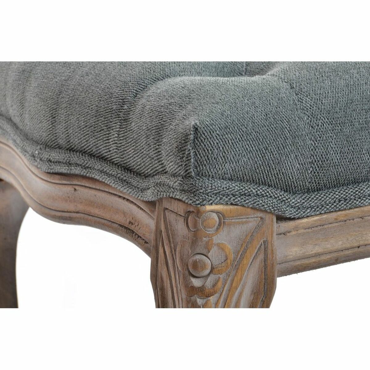 Banquette DKD Home Decor Grey Natural Wooden Polyester Dark Grey (112 x 36 x 48 cm)-3