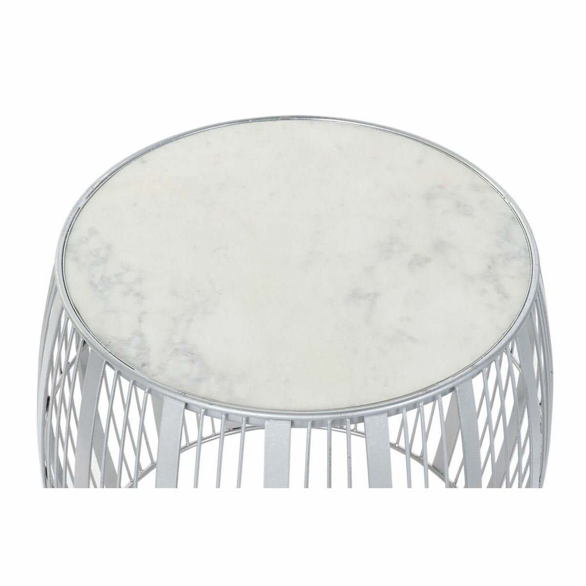 Допоміжний стіл DKD Home Decor Білий Мармур Залізо Сріблястий (46 x 46 x 41 cm)-3